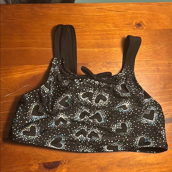 More Than Magic Other - 🔥🔥 4 for $15 Shiny Black Heart Swim Bikini Top girls 14/16 More Than Magic